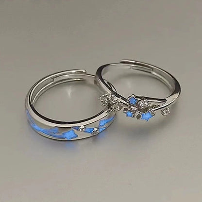 EtherealBe luminous star adjustable finger ring set with shimmering stars and a unique glow