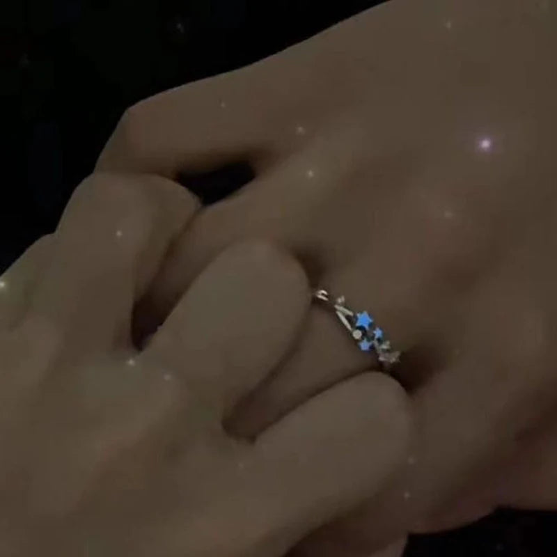 EtherealBe luminous star adjustable finger ring with intricate design and sparkling accents
