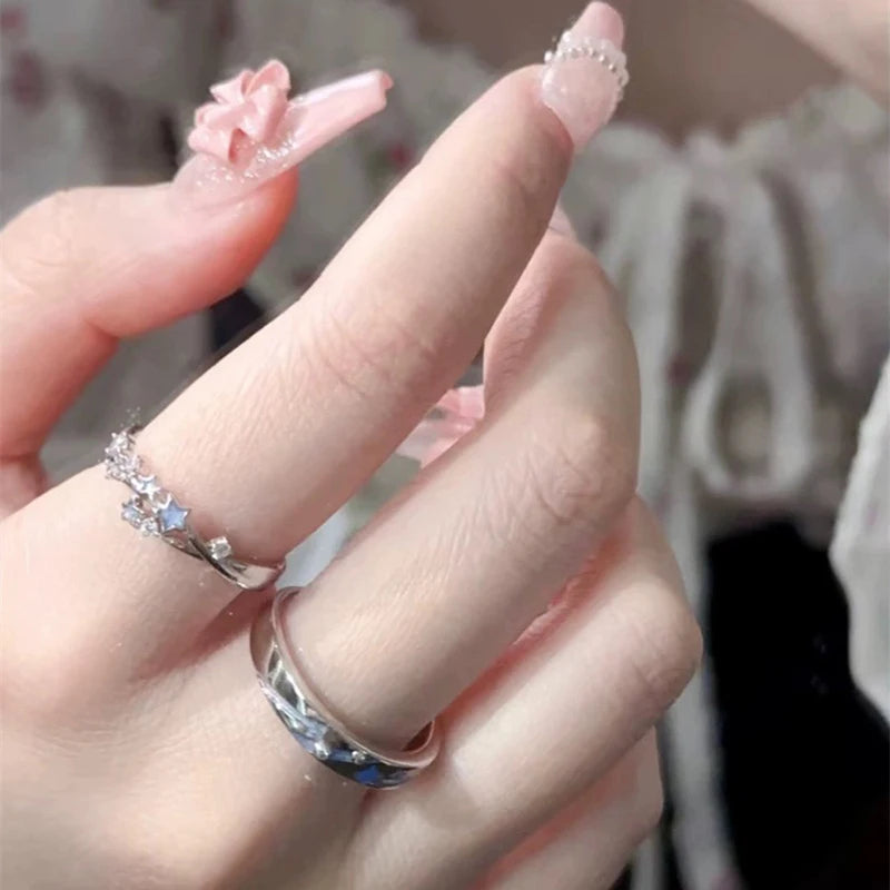 EtherealBe luminous star adjustable finger ring with sparkling stars and a delicate design