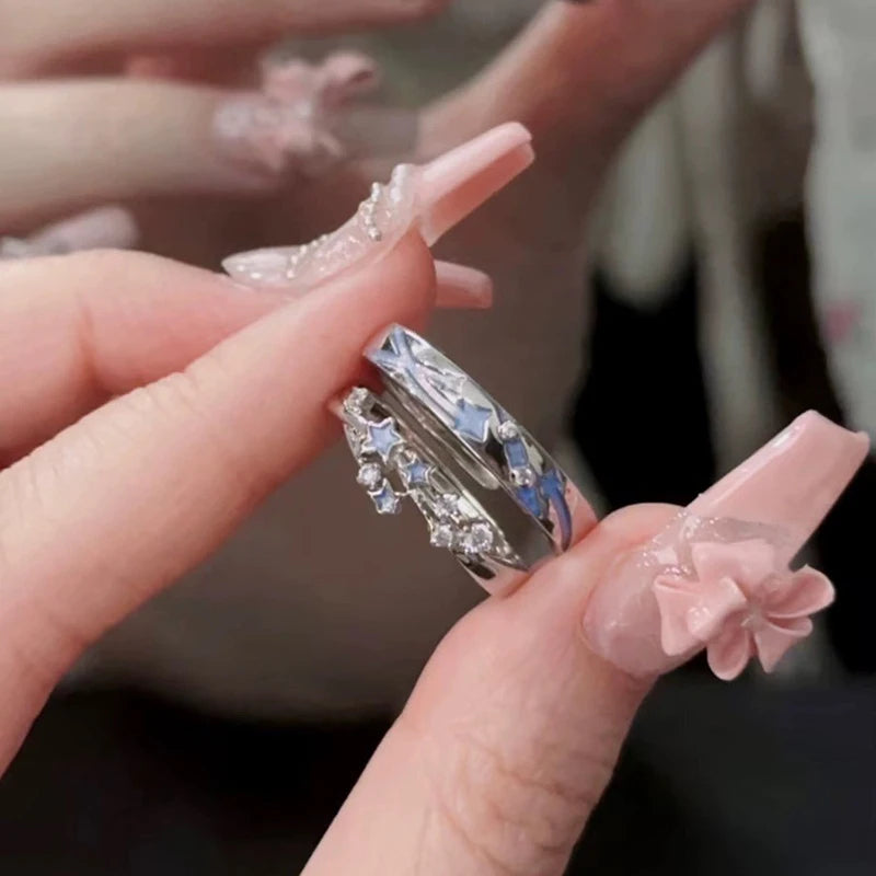 EtherealBe luminous star adjustable finger ring featuring sparkling gemstones and a unique design