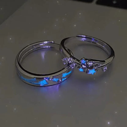 EtherealBe luminous star adjustable finger ring featuring glowing stars and sparkling accents