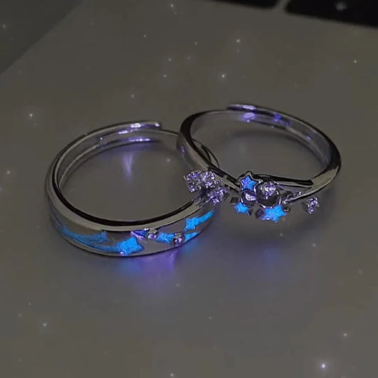 EtherealBe luminous star adjustable finger ring featuring glowing stars and sparkling accents