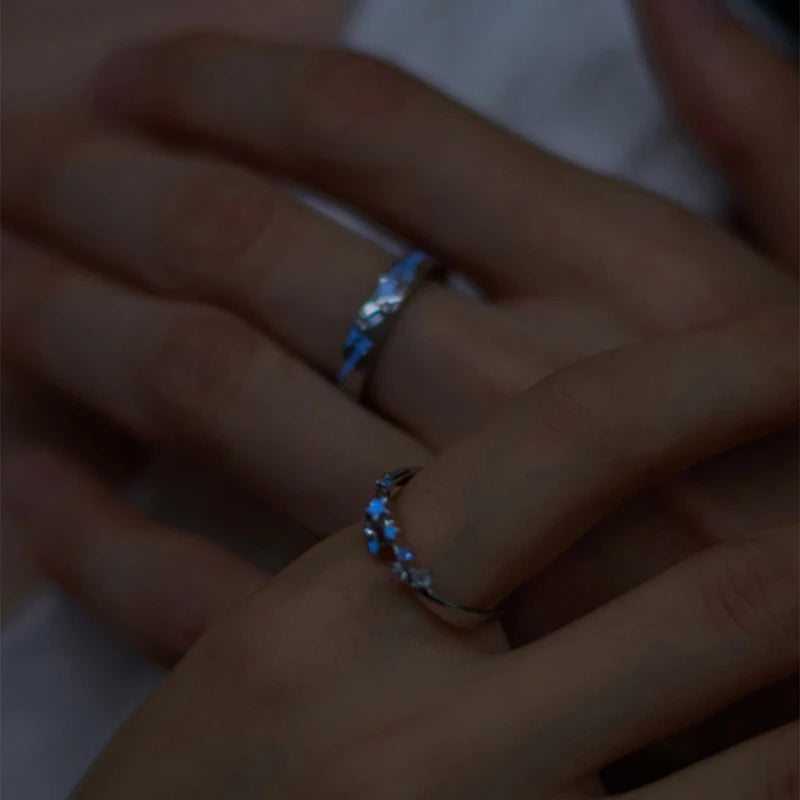 EtherealBe luminous star adjustable finger ring featuring a unique star design in a delicate silver finish