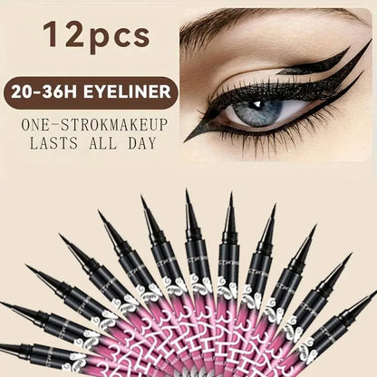 12 pack makeup eyeliner set featuring markers for all-day long-lasting application in various styles