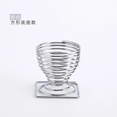 Stylish chrome makeup sponge holder with a modern spiral design for easy storage