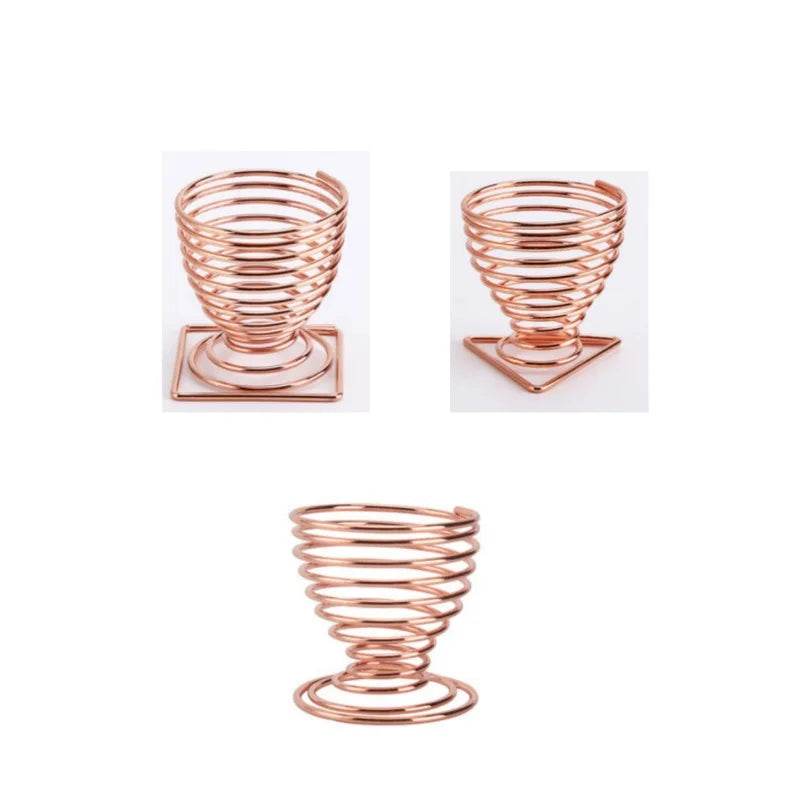 EtherealBe rose gold makeup sponge holder in various spiral designs for organization and display