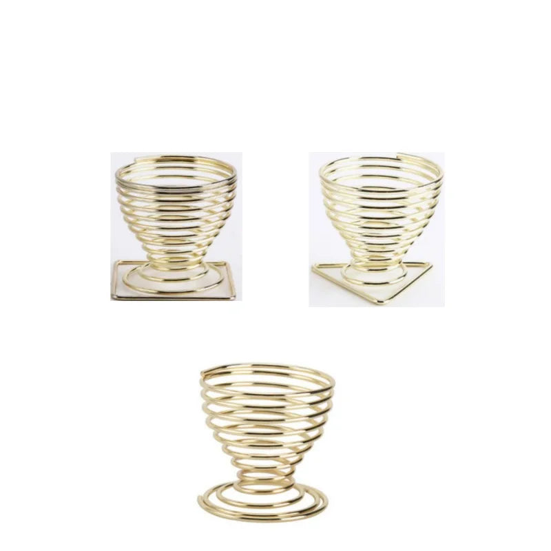 Gold Wire Makeup Sponge Holder Set with Modern Spiral Design for Organized Vanity Storage