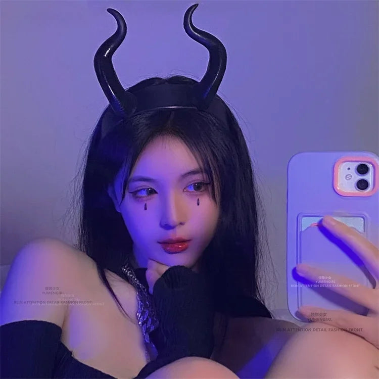 EtherealBe Maleficent witch horns costume headband for a dramatic Halloween look