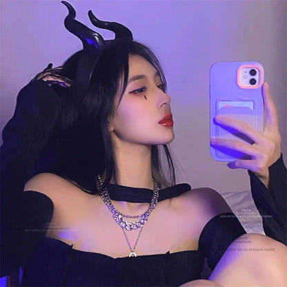 EtherealBe Maleficent witch horns costume headband perfect for Halloween and cosplay events