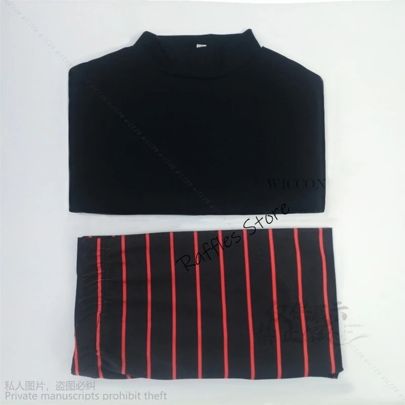 Mavis Dracula cosplay costume for women including a black top and red striped skirt