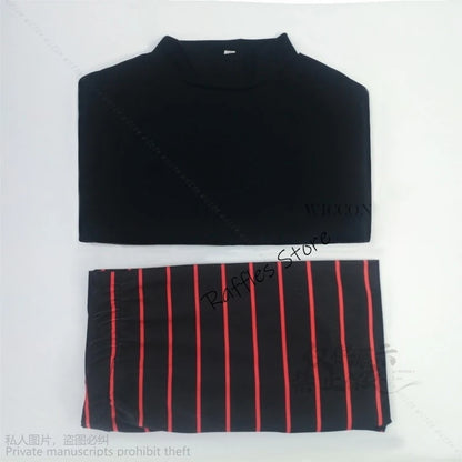 Mavis Dracula cosplay costume for women including a black top and red striped skirt