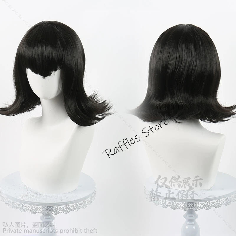 Black Mavis Dracula cosplay costume for women wig with a sleek bob style and soft waves