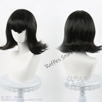 Black Mavis Dracula cosplay costume for women wig with a sleek bob style and soft waves