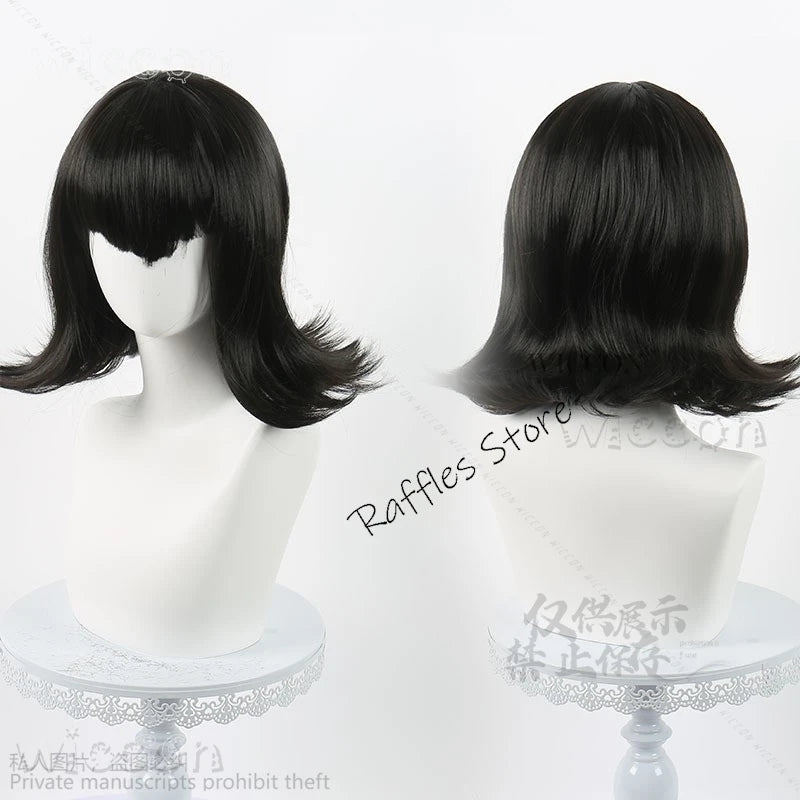 Mavis Dracula cosplay costume for women featuring a stylish black wig with a short bob cut