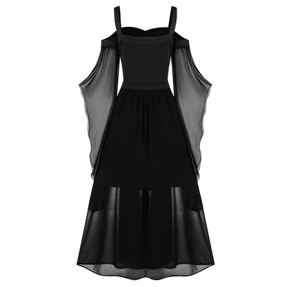 Ethereal Gothic witch costume featuring flowing sleeves and a black fabric design