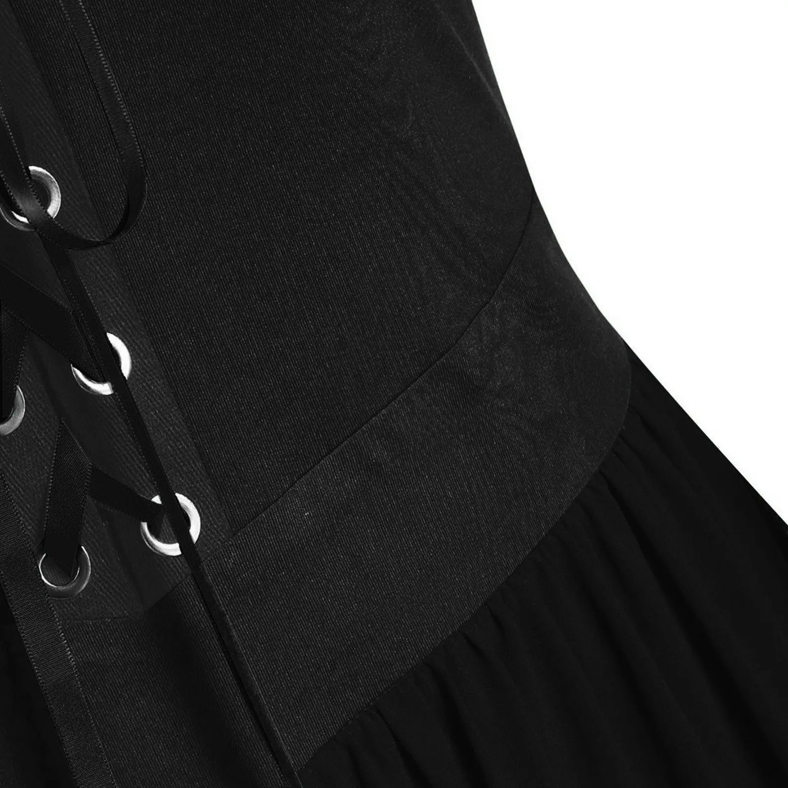 Close-up of the laced bodice detail on a medieval Gothic witch costume by EtherealBe