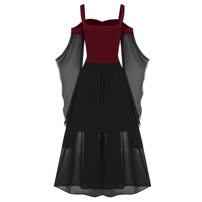 EtherealBe medieval Gothic witch costume with flowy sleeves and a flowing black skirt