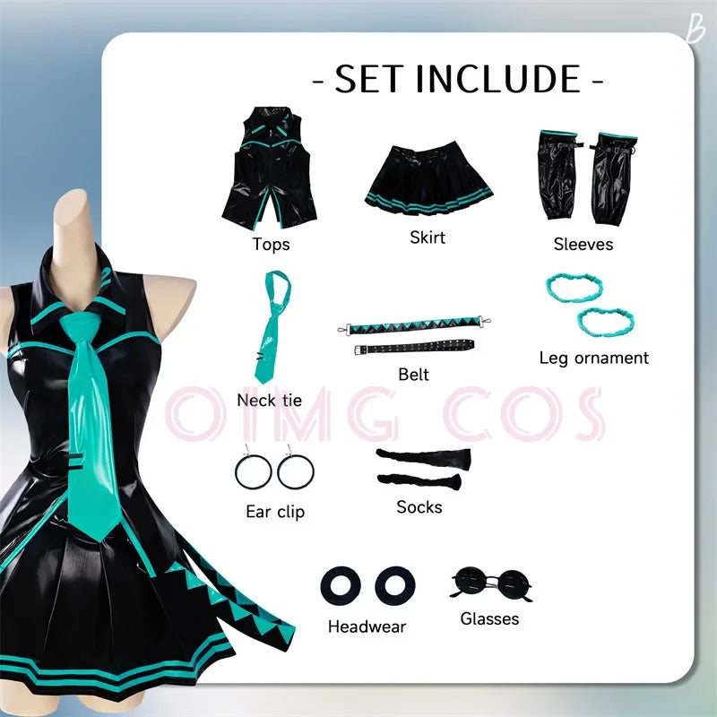 Mikuu cosplay anime costume set with top, skirt, sleeves, accessories, and more for fans of anime fashion