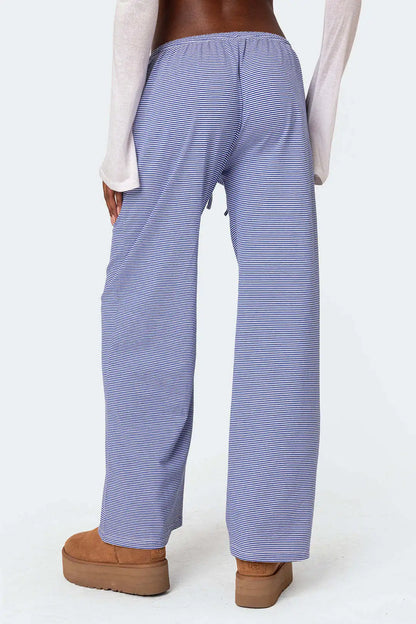 EtherealBe milk silk casual pants for women in light blue with a comfortable wide-leg design