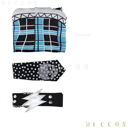 Monster High Franky Stein girl dress Halloween outfit including a black plaid dress and accessories
