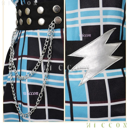 EtherealBe Monster High Franky Stein girl dress Halloween outfit with lightning bolt design and stylish chains