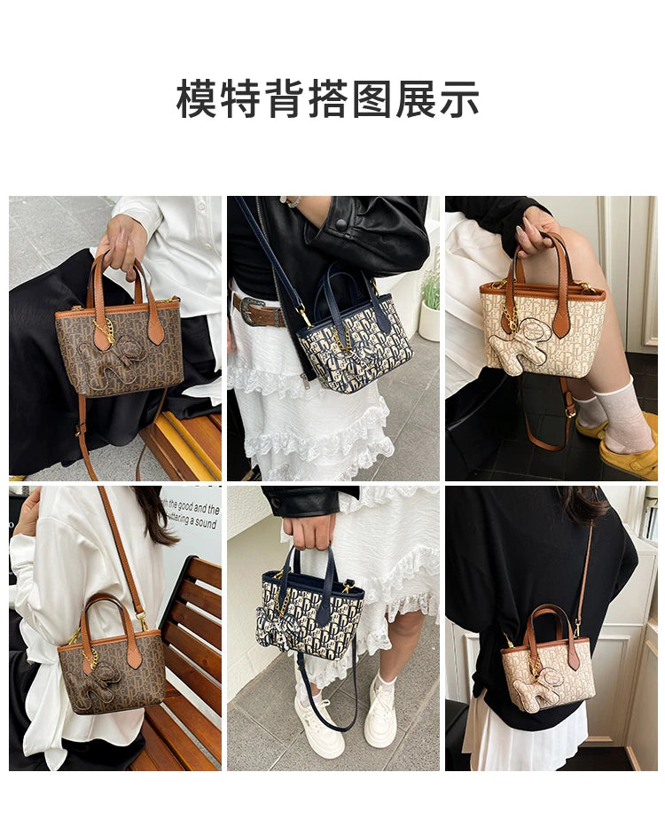 Colorful designs of multi pocket women's everyday tote bags displayed in various styles and sizes