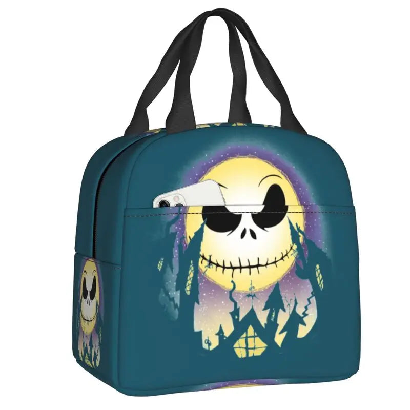 Stylish Nightmare Before Christmas Halloween lunch bag featuring Jack Skellington design for fans