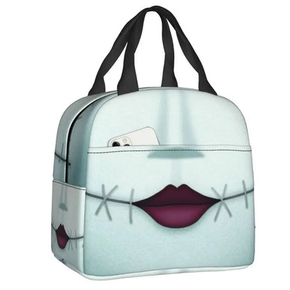EtherealBe Nightmare Before Christmas Halloween lunch bag featuring a whimsical design with a stitched face