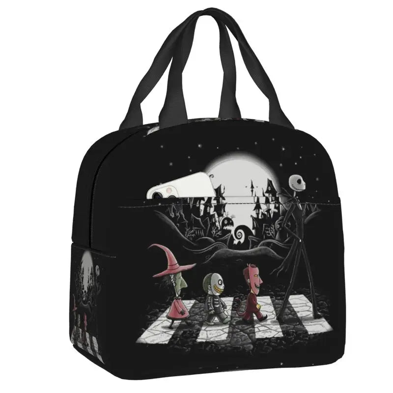 EtherealBe Nightmare Before Christmas Halloween lunch bag featuring Jack Skellington and friends in a spooky design