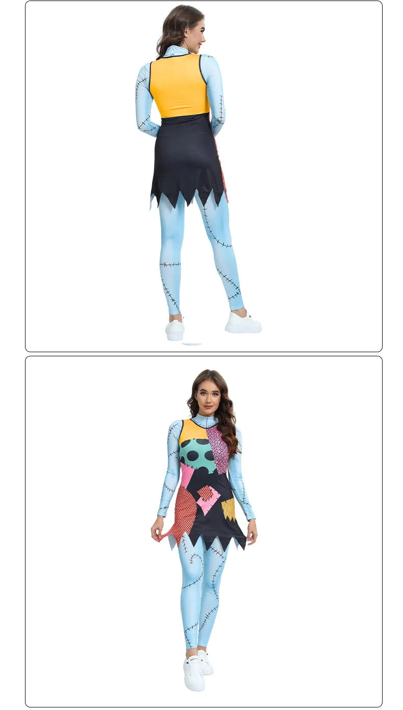 EtherealBe Nightmare Before Christmas Sadly cosplay costume featuring colorful patchwork and a flattering fit