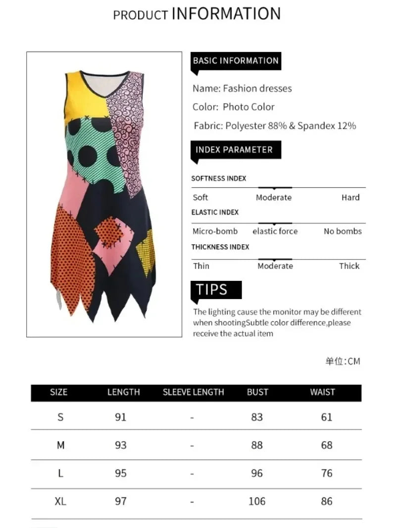 EtherealBe Nightmare Before Christmas Sadly cosplay costume with unique patchwork design and vibrant colors