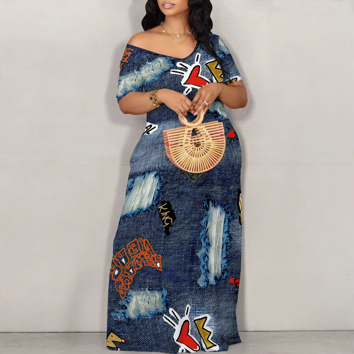 EtherealBe off shoulder printed maxi dress in colorful patterns for a stylish summer look