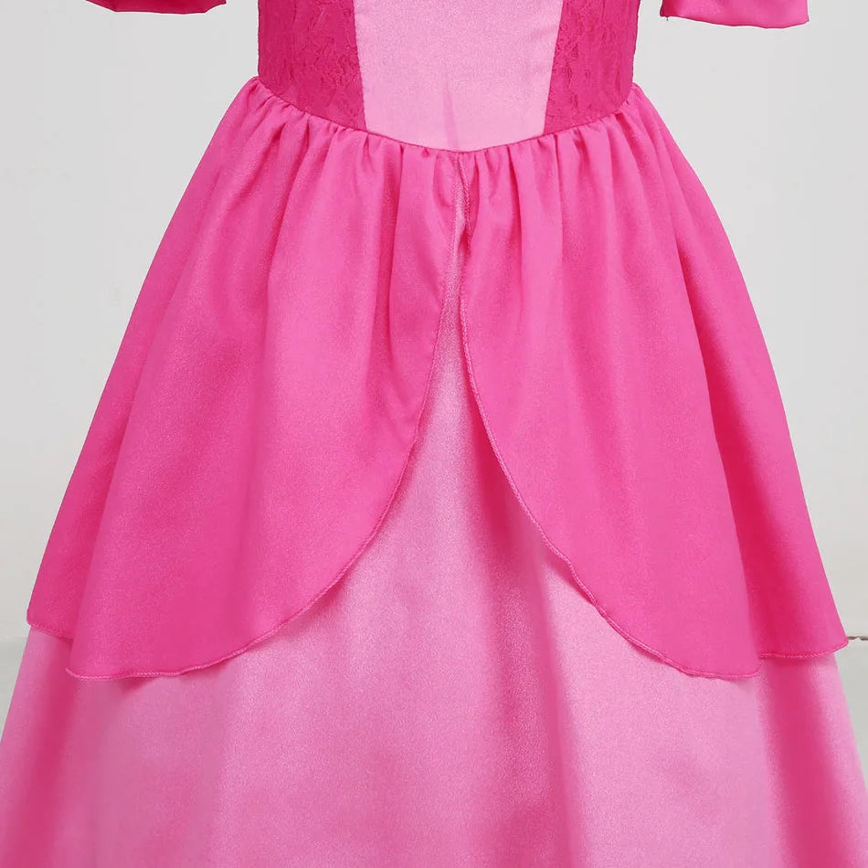 EtherealBe peach princess Halloween costume for kids with a pink dress design and flowing skirt
