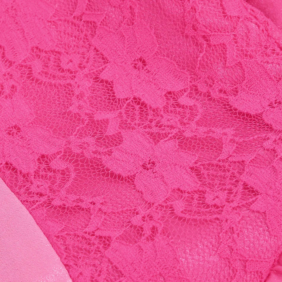 Close-up of soft pink fabric with floral lace pattern for Peach princess Halloween costume for kids