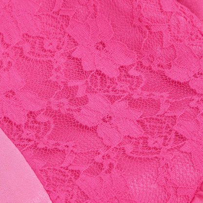 Close-up of soft pink fabric with floral lace pattern for Peach princess Halloween costume for kids