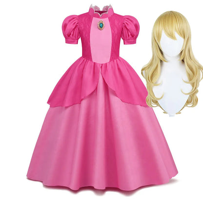 EtherealBe Peach princess Halloween costume for kids with a pink dress and matching accessories