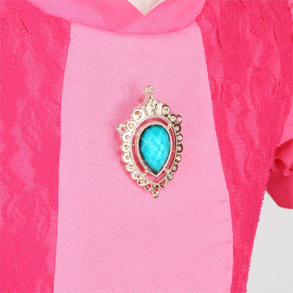 EtherealBe peach princess Halloween costume for kids featuring a jeweled brooch detail