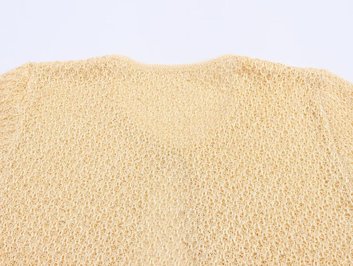 EtherealBe pearl embellished knitted vest for women in soft beige with a textured finish