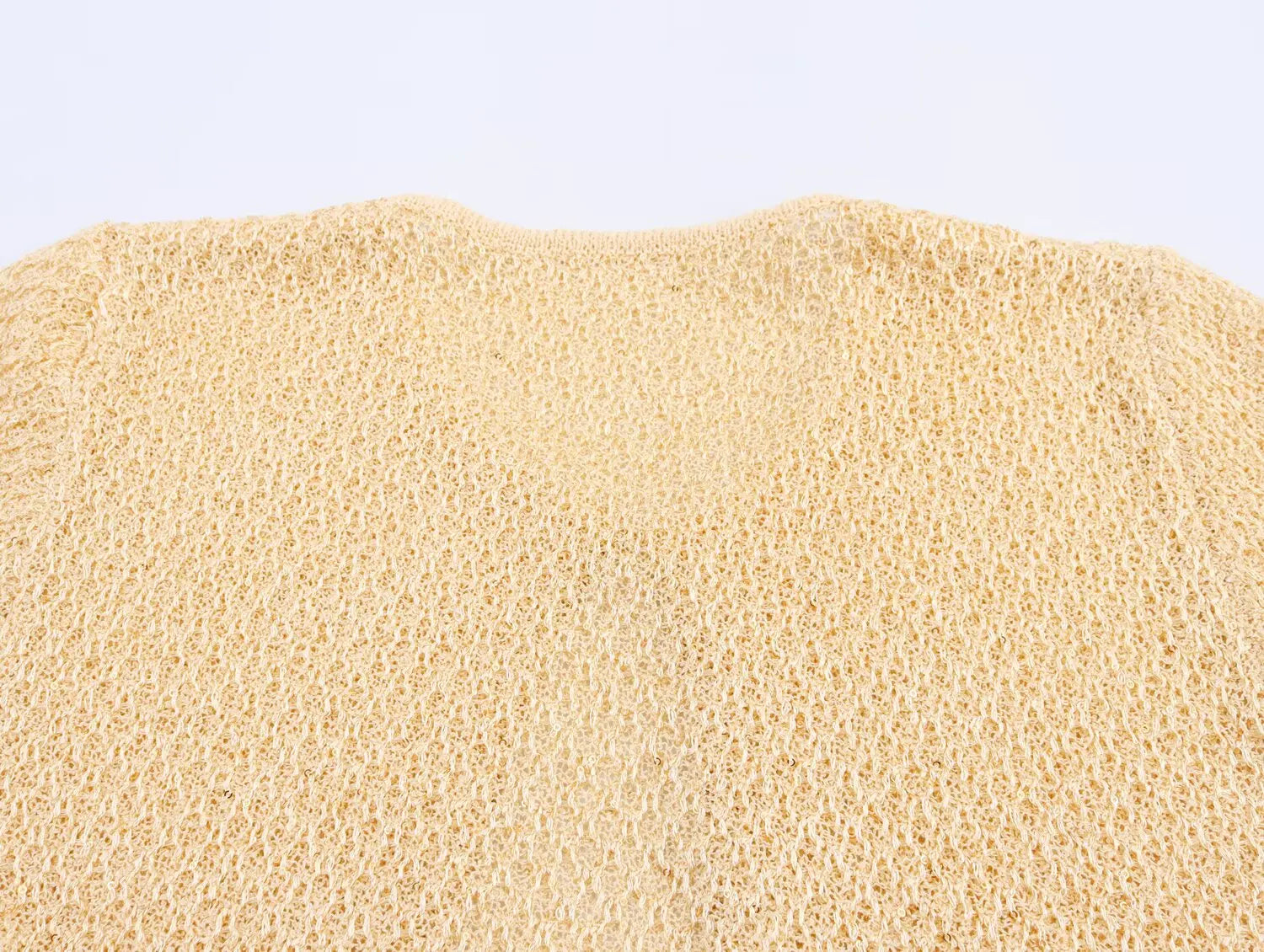 EtherealBe pearl embellished knitted vest for women in soft beige with a textured finish