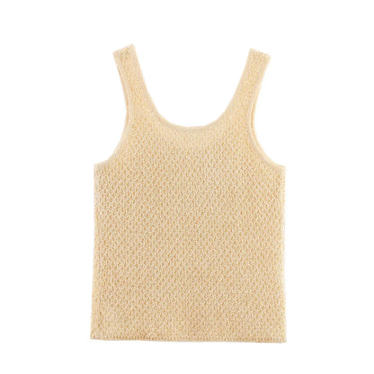 EtherealBe Pearl Embellished Knitted Vest for Women in soft yellow color with a stylish design