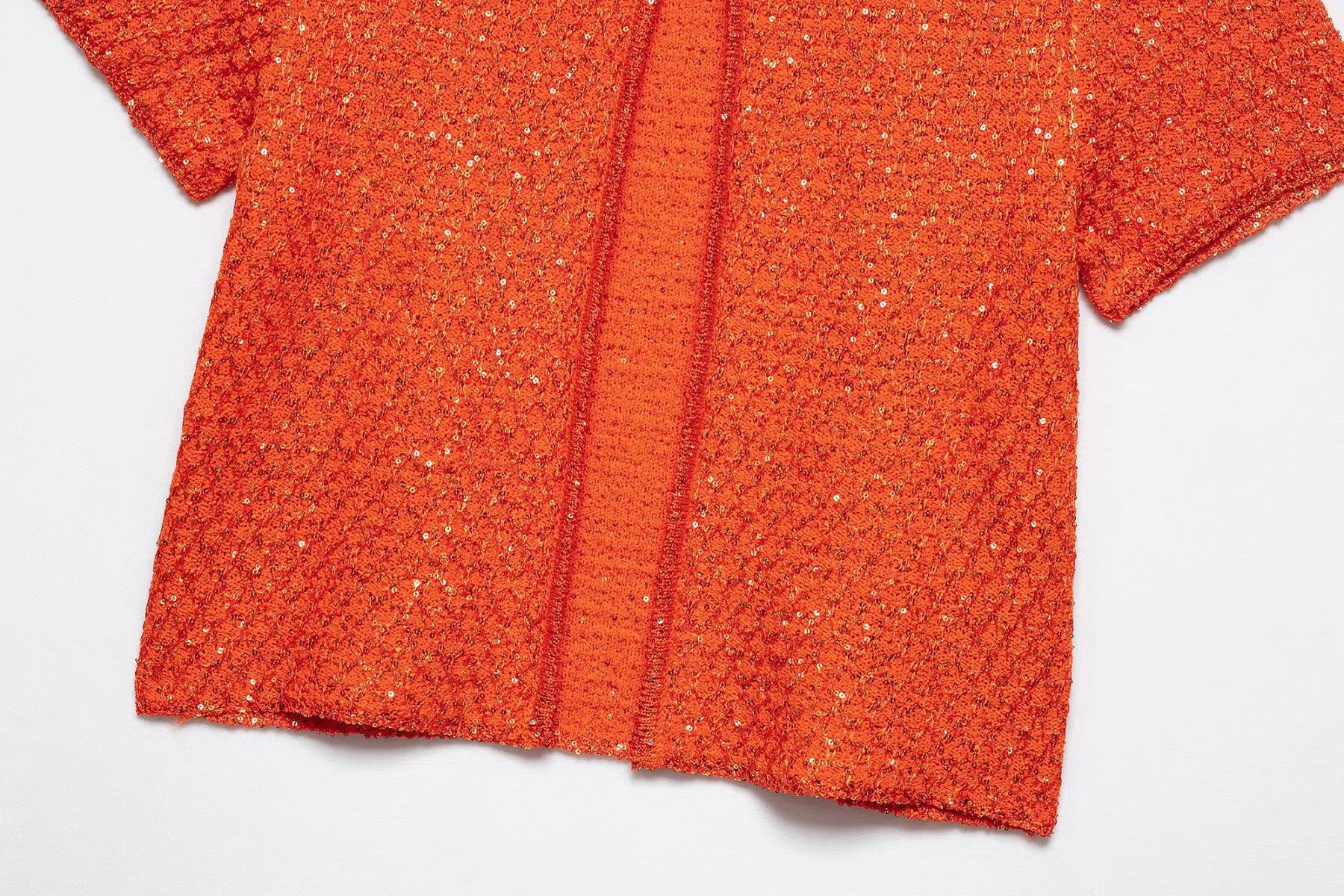 EtherealBe pearl embellished knitted vest for women in vibrant orange color