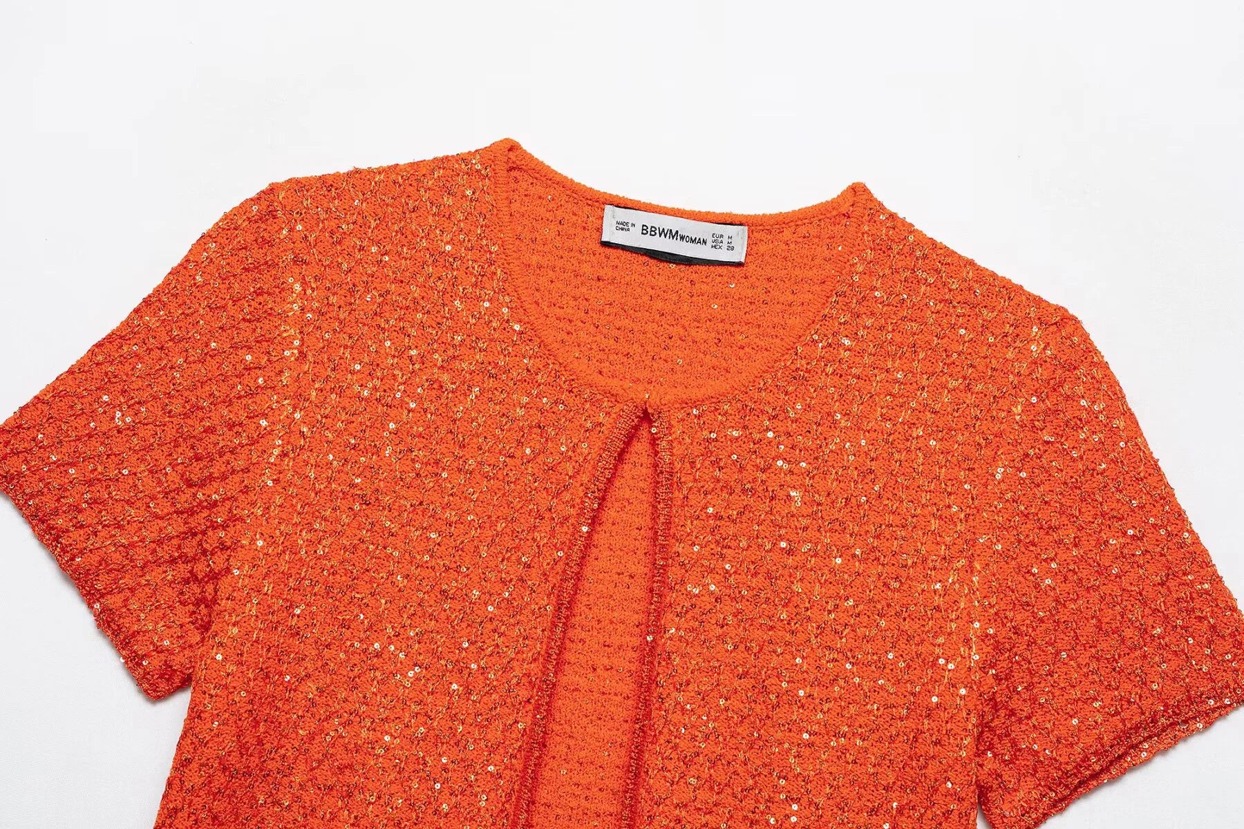 EtherealBe orange pearl embellished knitted vest for women with a lightweight and stylish design