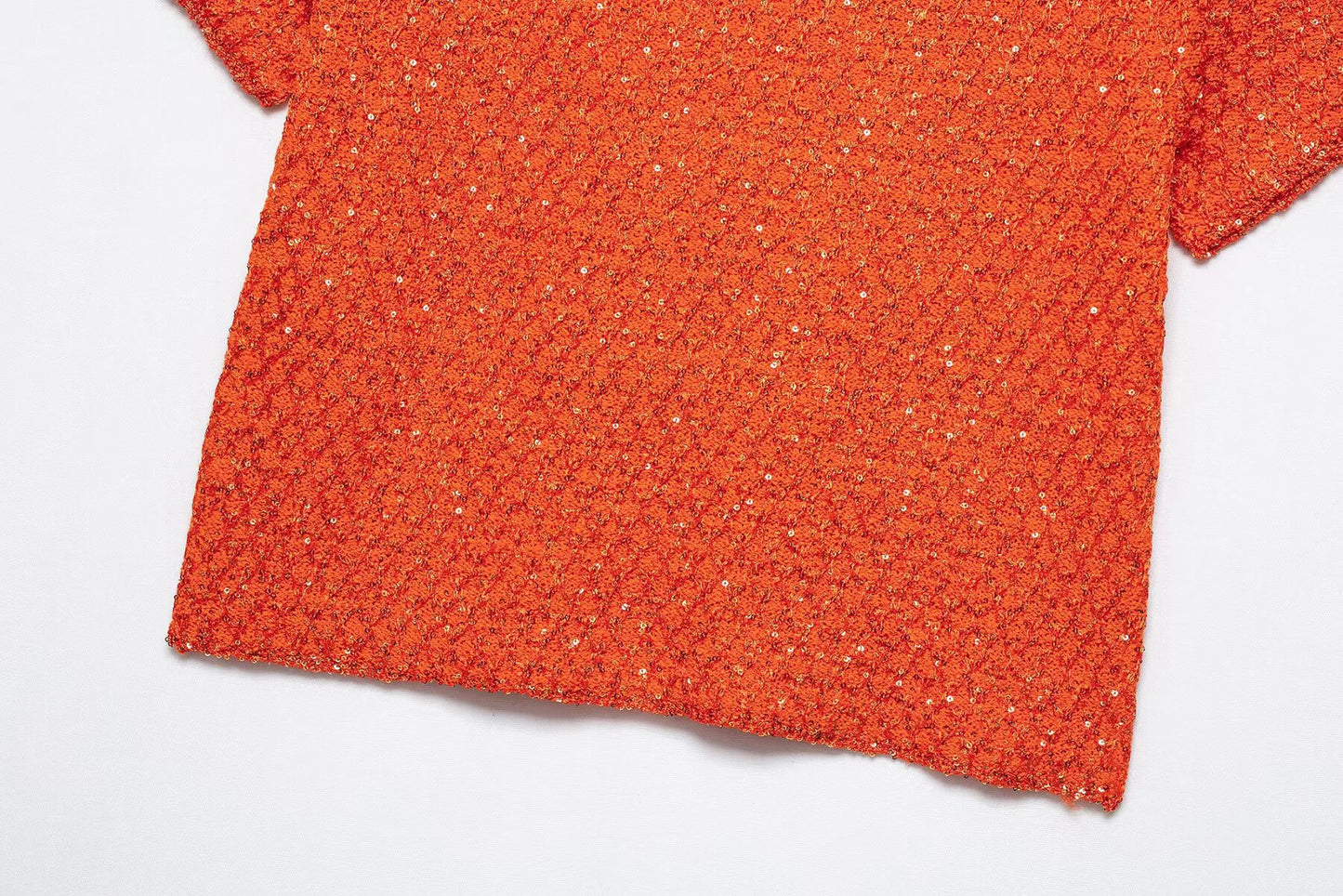 EtherealBe pearl embellished knitted vest for women in vibrant orange color with textured fabric