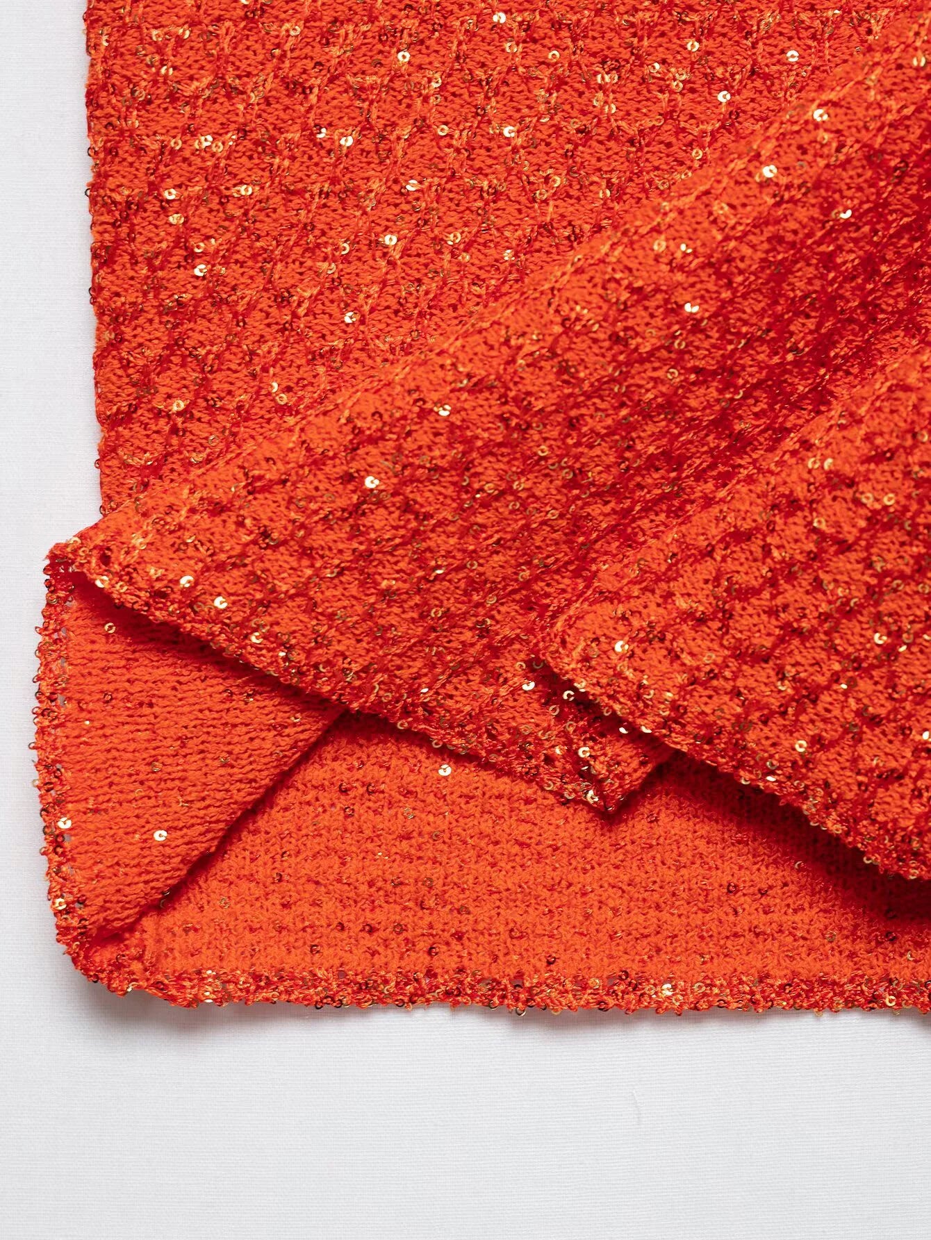 EtherealBe pearl embellished knitted vest for women in vibrant orange with textured finish