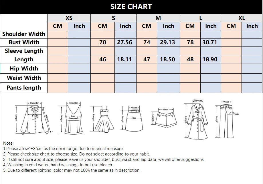 Size chart for EtherealBe pearl embellished knitted vest for women with measurements in inches and centimeters