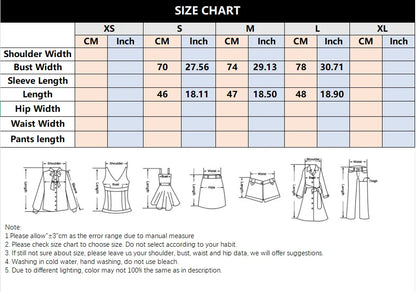 Size chart for EtherealBe pearl embellished knitted vest for women with measurements in inches and centimeters