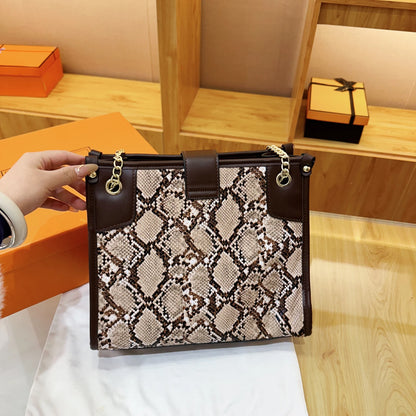 EtherealBe snake print leather shoulder bag with stylish design and chic hardware details