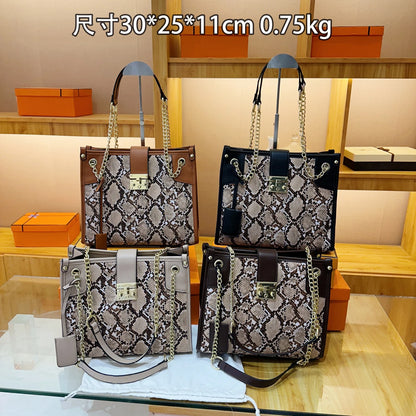 EtherealBe snake print leather shoulder bag available in four stylish colors for versatile wear