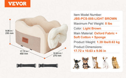 VEVOR Dog Car Seat Waterproof Dog Booster Seat Pet Car Seat with Clip-On Safety Leash PP Cotton Car Bed for Medium & Large Dog