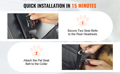 VEVOR Dog Car Seat Waterproof Dog Booster Seat Pet Car Seat with Clip-On Safety Leash PP Cotton Car Bed for Medium & Large Dog